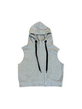 Wild Fable Gray Cropped Sleeveless Hoodie Vest Cutoff Raw Hem Size Medium
